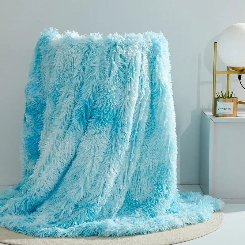 Vier-Jahreszeiten Universelle Nerz-Fleece-Decke – Flauschige Tie-Dye Einfarbige Decke für Wärme und Komfort Kaufschwan® Eisblau 200x230cm