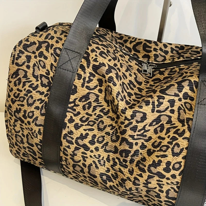 Modische Damen Leopardenmuster Tote Bag – Große Reisetasche Weekender & Overnight Bag mit Schuhfach Kaufschwan®