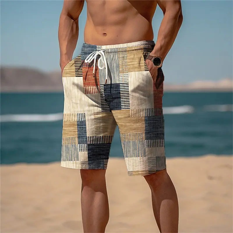 3D Grafik Strandshorts – Unisex Pineapple Print Surfshorts | Sommer Hawaii Badehose für Herren, Damen & Kinder Kaufschwan® Sand-Beige mit Strandmotiv L
