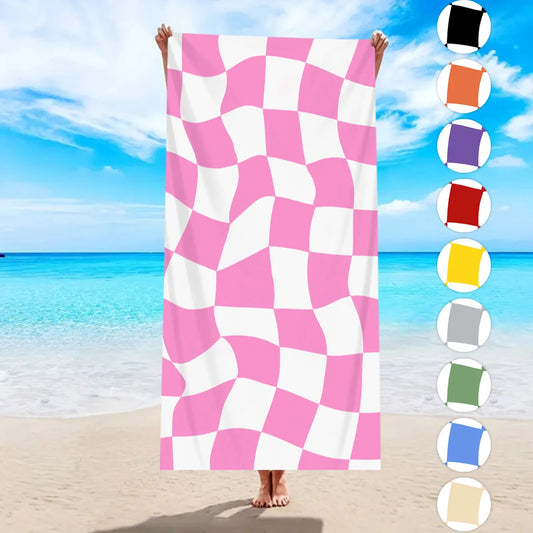 Modisches Kariertes Strandtuch – Schnell Trocknend & Saugfähig | Großes Mikrofaser Handtuch in Mehreren Farben für Strand & Reisen Kaufschwan®