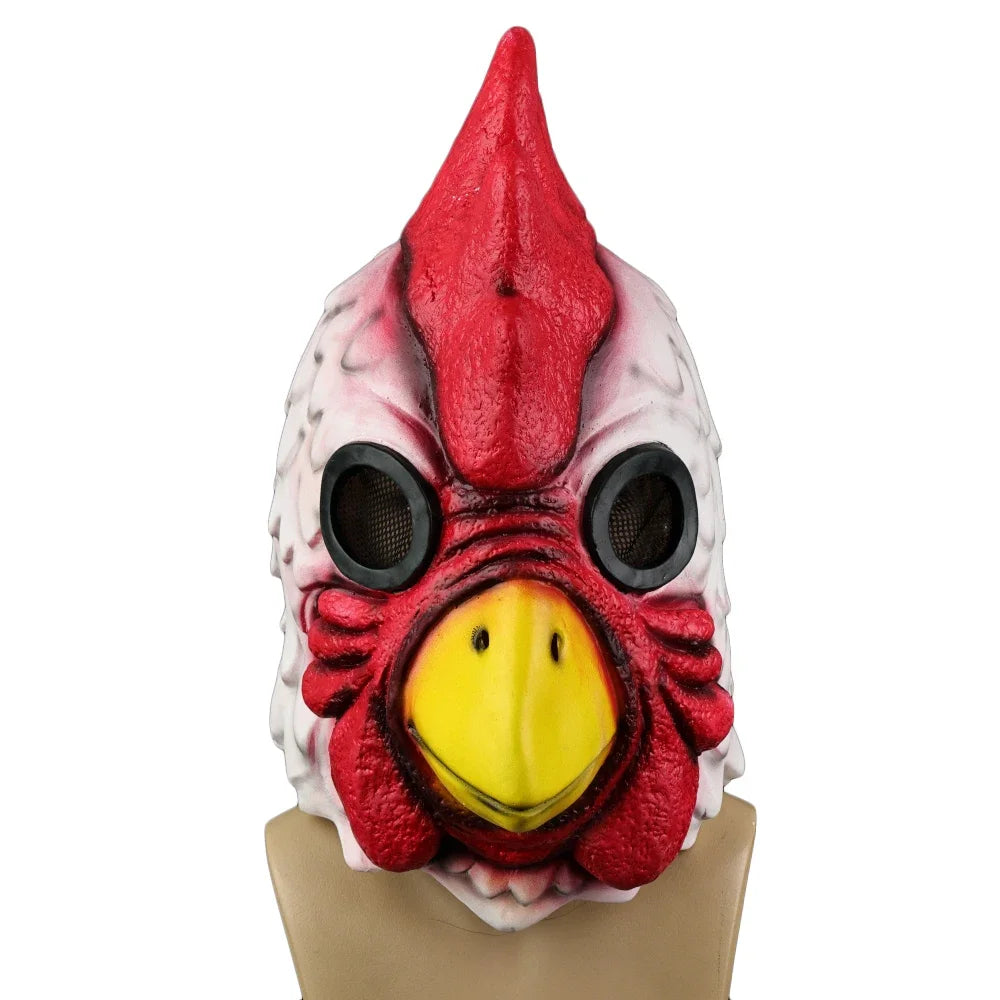 Cosplay Latex Miami Hahn Maske – Lustige Hühnerkopf Tiermaske für Halloween, Maskerade & Erwachsene Kostümpartys Kaufschwan®