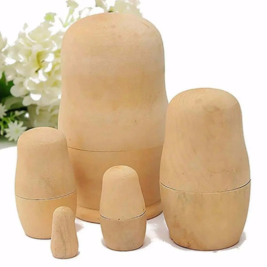 Unbemalte Holz-Matrjoschka – DIY Russische Nestpuppen | Leere Holzrohlinge für Schreibtisch- & Wohn-Dekoration Kaufschwan®