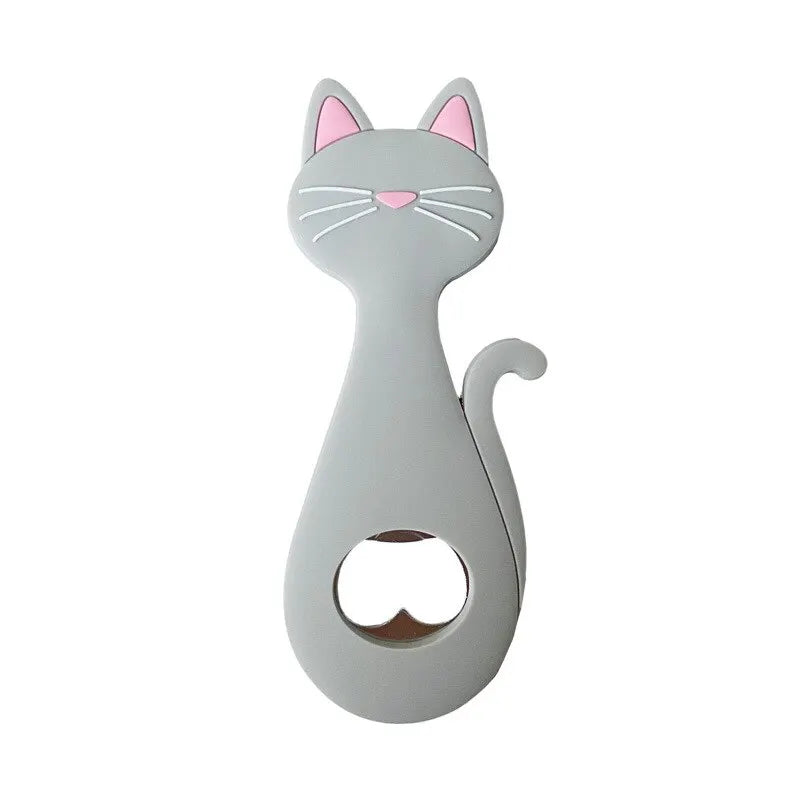 Süßer Katzen Flaschenöffner Magnet – Kühlschrank Dekoration Geschenk Kaufschwan® Grau