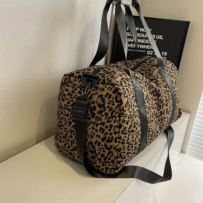 Modische Damen Leopardenmuster Tote Bag – Große Reisetasche Weekender & Overnight Bag mit Schuhfach Kaufschwan®