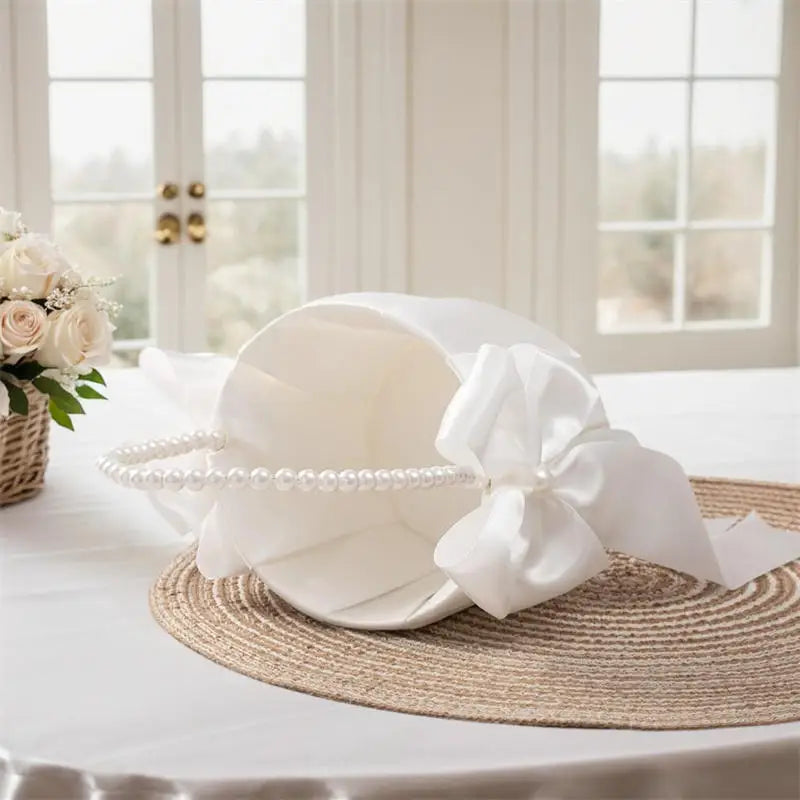 Blumenmädchen Korb mit Perlengriff – Faltbarer Hochzeitskorb für Blüten Kaufschwan®