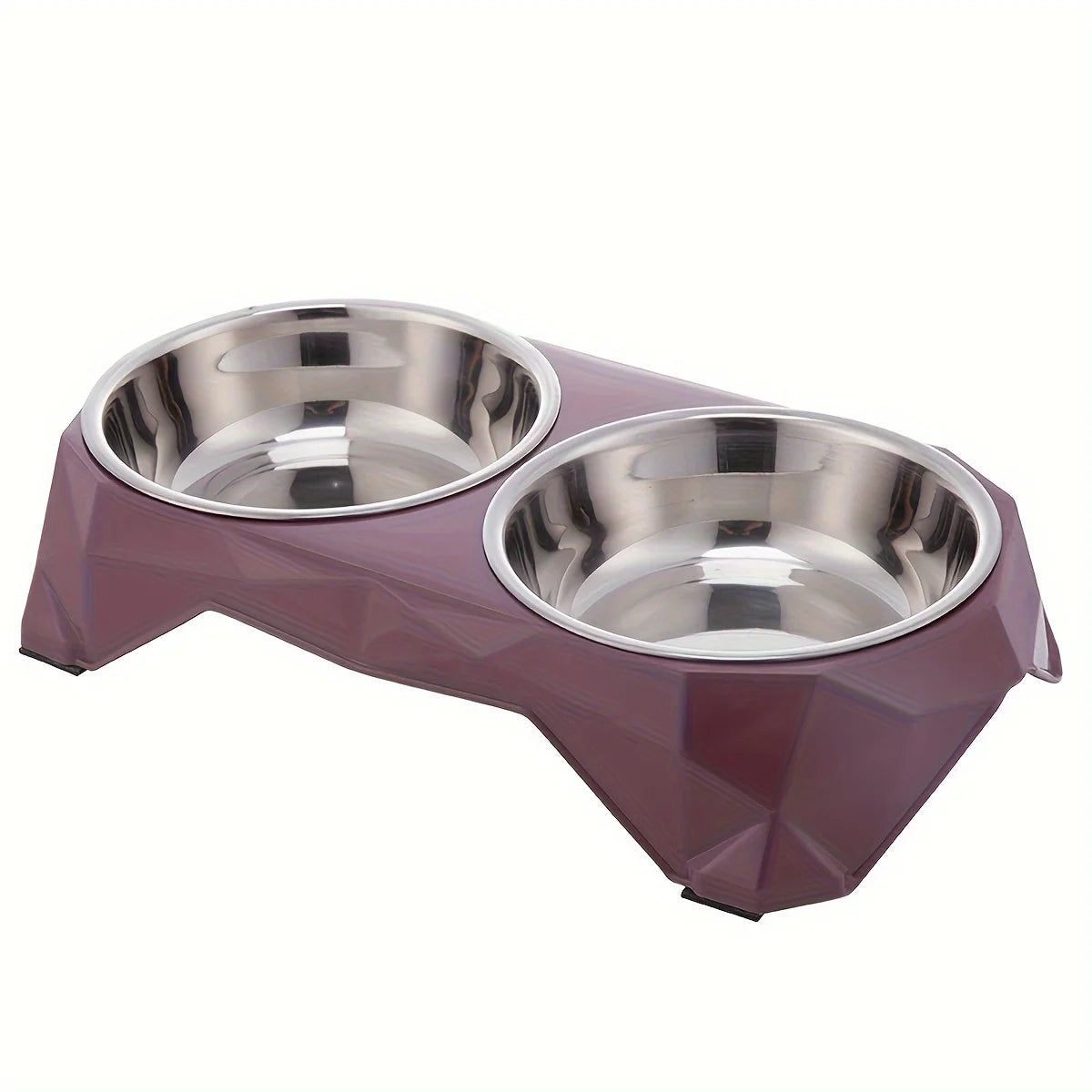 Edelstahl Doppelnapf für Hunde & Katzen – Moderne Futterstation mit Diamantmuster Kaufschwan® Lila