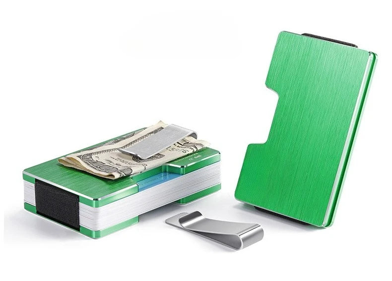 RFID Kreditkartenhalter – Minimalistische Schlanke Metall Geldbörse mit Geldklammer | Luxus Edelstahl & Aluminium Mini Kartenetui für Herren Kaufschwan®