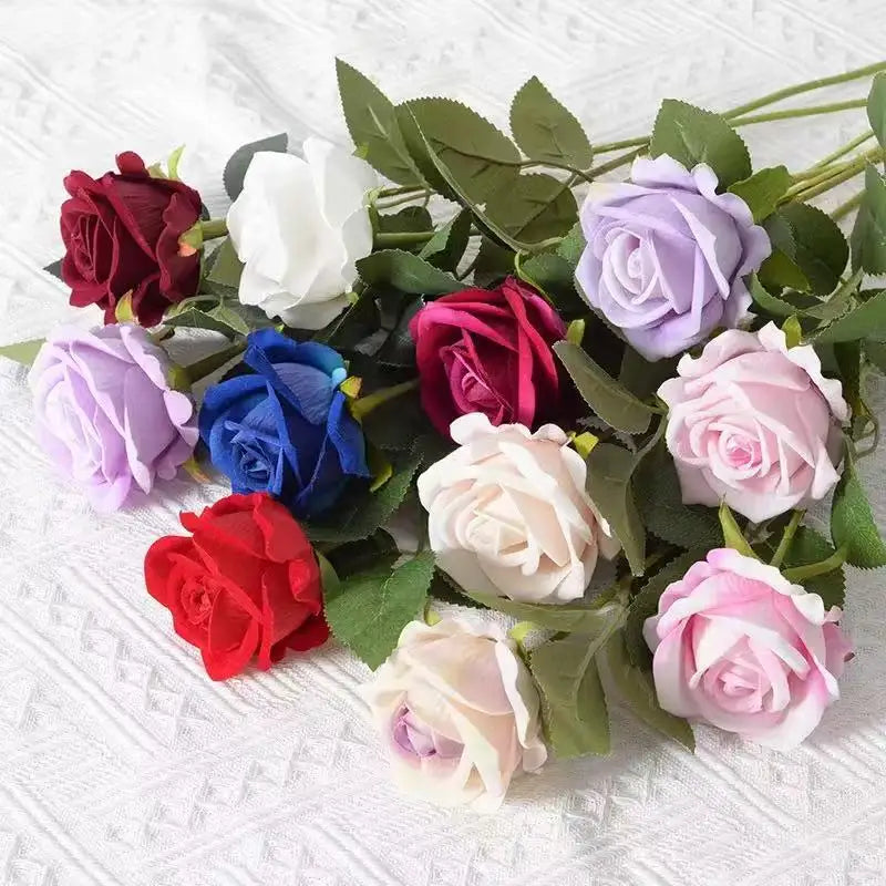 1/5/10/20 Stück Künstliche Rosen – Realistische Seidenrosen füar Hochzeit & Wohndekoration | Eleganter Rosenstrauß aus Kunstblumen Kaufschwan® Flannel Mehrfarbig 1 Stück