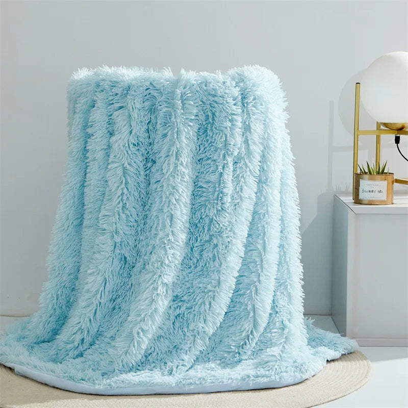 Vier-Jahreszeiten Universelle Nerz-Fleece-Decke – Flauschige Tie-Dye Einfarbige Decke für Wärme und Komfort Kaufschwan® Himmelblau 200x230cm