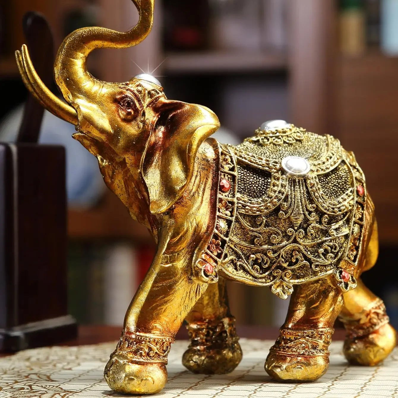 Elefanten Resin Dekoration – Handgefertigte 3D Skulptur als Hochzeitsgeschenk und Wohnaccessoire für Regal und Wohnzimmer Kaufschwan®