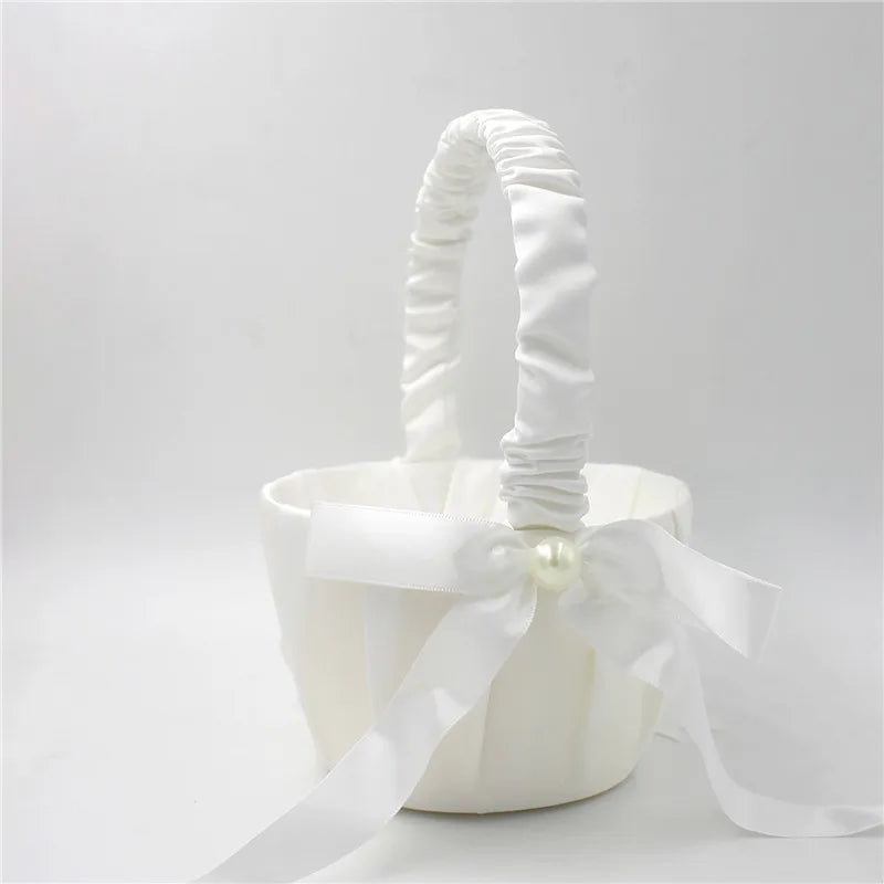 Satin Perlen Blumenkorb – Eleganter Hochzeitskorb für Blumenmädchen und Ringe Kaufschwan®