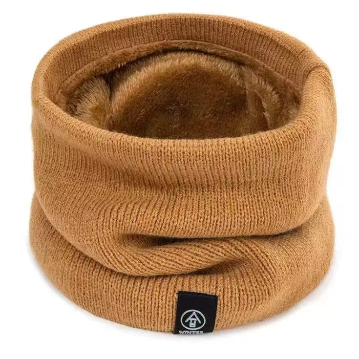 Gestrickter Nackenwärmer Sport Schal – Weicher Winter Gesichts- & Halswärmer für Damen & Herren | Dickes Kälteschutz-Kragenband für Skaten, Laufen & Wandern Kaufschwan® Hellbraun