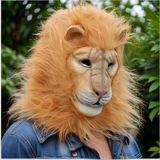 Realistische Löwenkopf Maske – Vollkopf Latex Tiermaske mit Mähne für Halloween, Kostümparty, Cosplay, Karneval & Dschungel Events Kaufschwan®