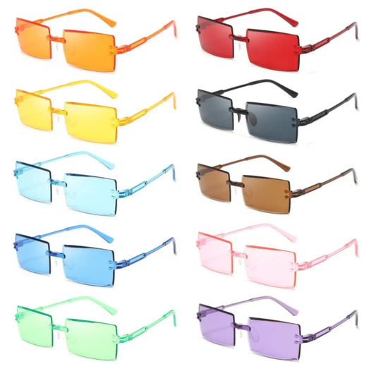 Modische randlose rechteckige Sonnenbrille – Bunte Sonnenbrille mit UV400-Schutz für Damen, ideal für Sommer, Freizeit im Freien und Reisen Kaufschwan®