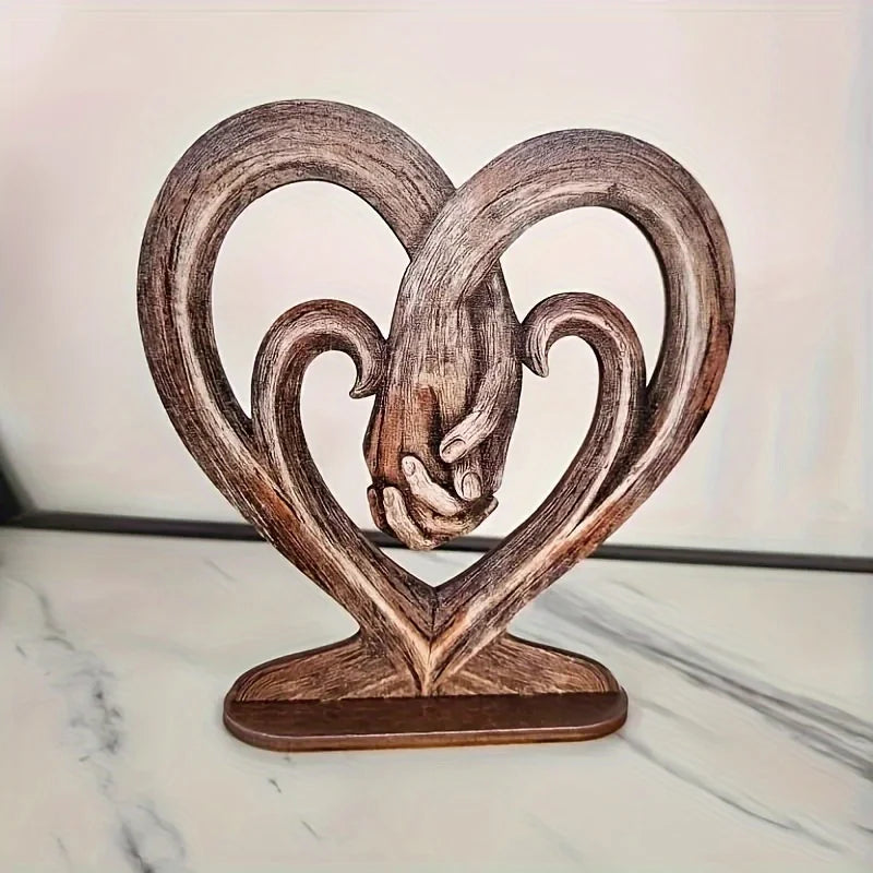 Deko Herz mit Haltenden Händen – Flache Holz Wanddekoration Symbol für Ewige Liebe Kaufschwan®