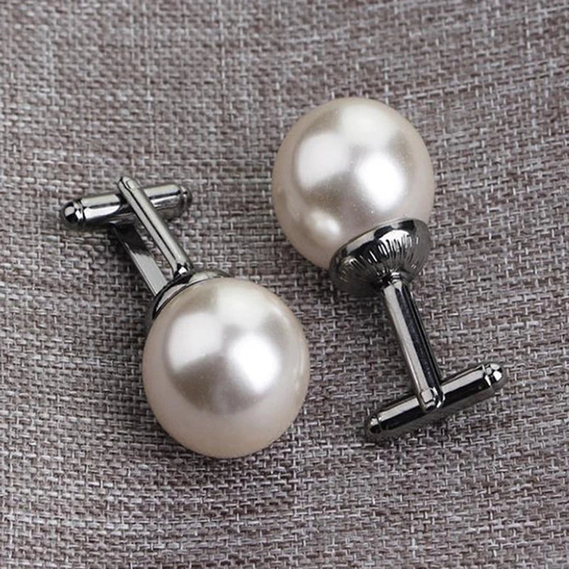 Runde Imitationsperlen Manschettenknöpfe – Elegante Perlen Manschetten für Damen & Herren | Hochzeit, Business & Anlass Accessoires Geschenk Kaufschwan®