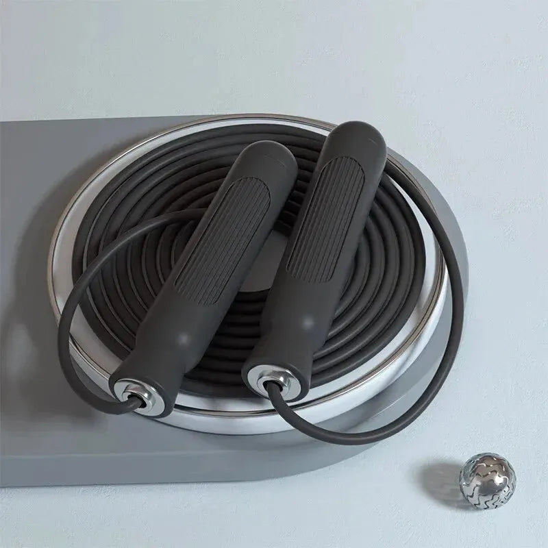 Verstellbares Springseil aus Stahl – Skipping Rope mit Kugellagern | Fitness Springseil für Abnehmen Damen & Herren Kaufschwan® Schwarz