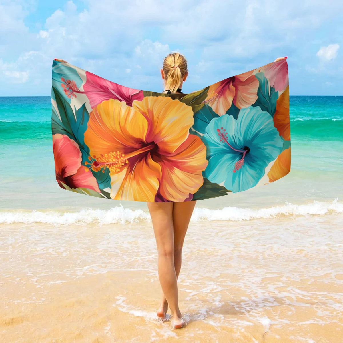 Tropisches Blumen Strandtuch – Schnell Trocknendes & Saugfähiges Mikrofaser Handtuch | Leichtes Reisehandtuch für Sport, Yoga, Schwimmen & Camping Kaufschwan®