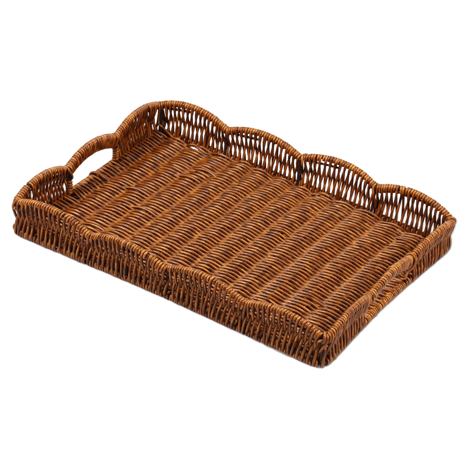 Rechteckiges Tablett in Rattan-Optik – Vintage Dekoratives Serviertablett, Multifunktionales Ordnungs- & Ablage-Tablett Kaufschwan® Design 2