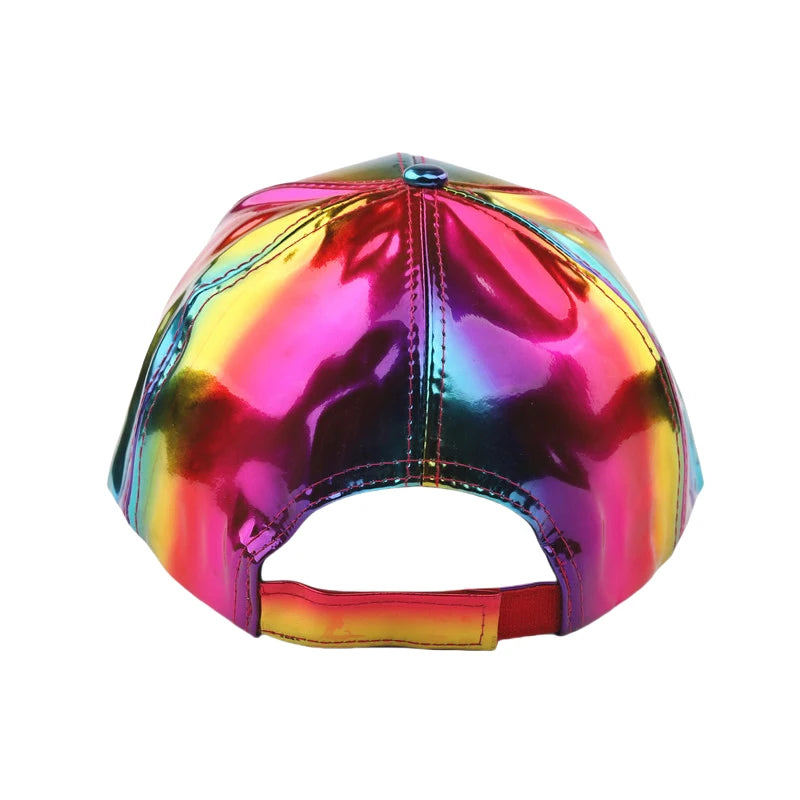 Unisex PU Rainbow Farbwechsel Baseballkappe | Fashion Erwachsenen Laser Hip Hop Baseballcap | Outdoor Freizeit Snapback Glänzende Party Kappe Kaufschwan®