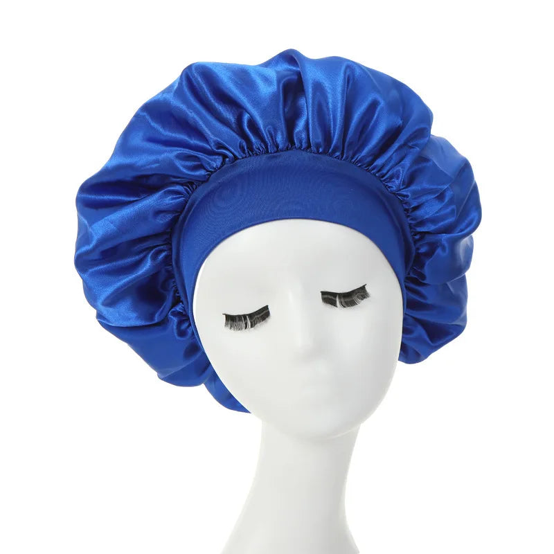 Doppellagige Satin-Schlafhaube für Damen – Verstellbare Seidige Nachthaube für Lockiges Haar und Haarpflege