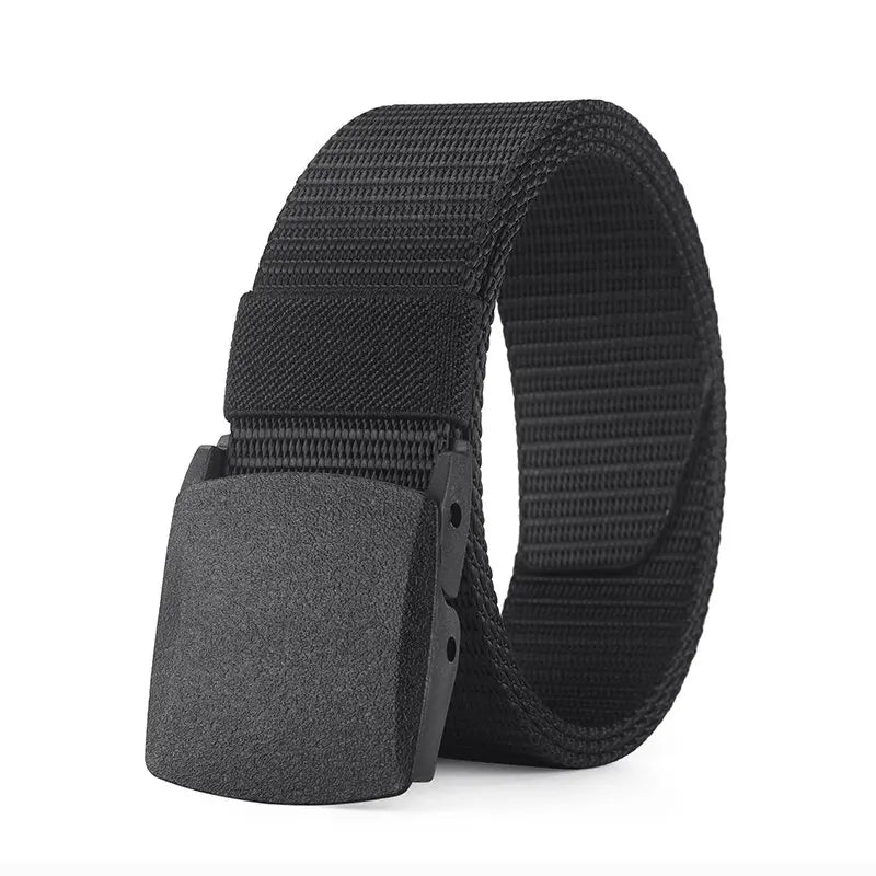 Herren Outdoor Taktischer Gürtel – Metallfreier Nylon Gürtel | Verstellbarer Canvas Sport Gürtel für Damen & Herren Kaufschwan® Schwarz 120cm