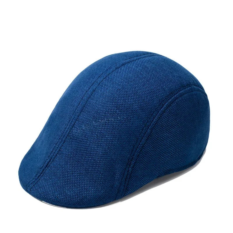Herren Baumwoll-Leinen Barett Baseballcap | Frühling & Herbst Britische Retro Cap | Atmungsaktive Maler Kappe Mode Accessoire Kaufschwan® Dunkelblau Einheitsgröße