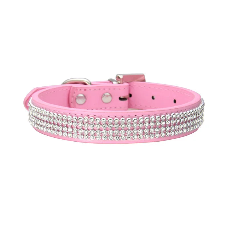 Wildleder Kristall Strass Hundehalsband Verstellbar Glitzer Halsband mit Zinklegierung Schnalle für Kleine Hunde Katzen Kaufschwan® Rosa XS 1.5X30cm