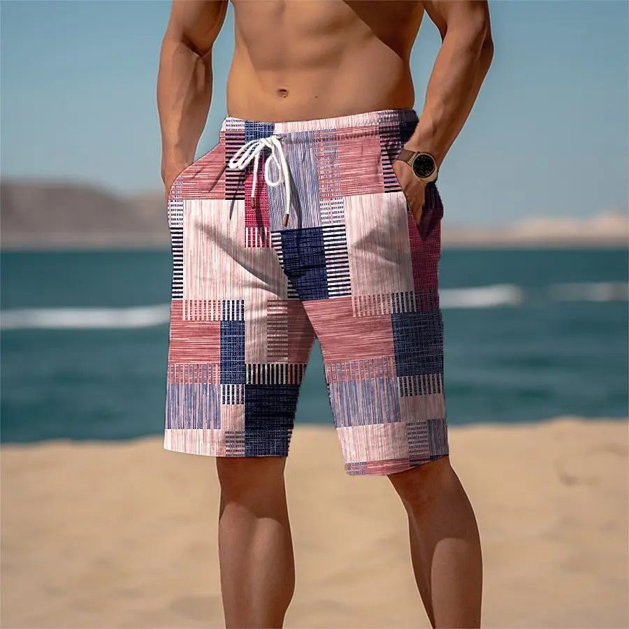 3D Grafik Strandshorts – Unisex Pineapple Print Surfshorts | Sommer Hawaii Badehose für Herren, Damen & Kinder Kaufschwan® Rosa-Weiß mit Strandmotiv L