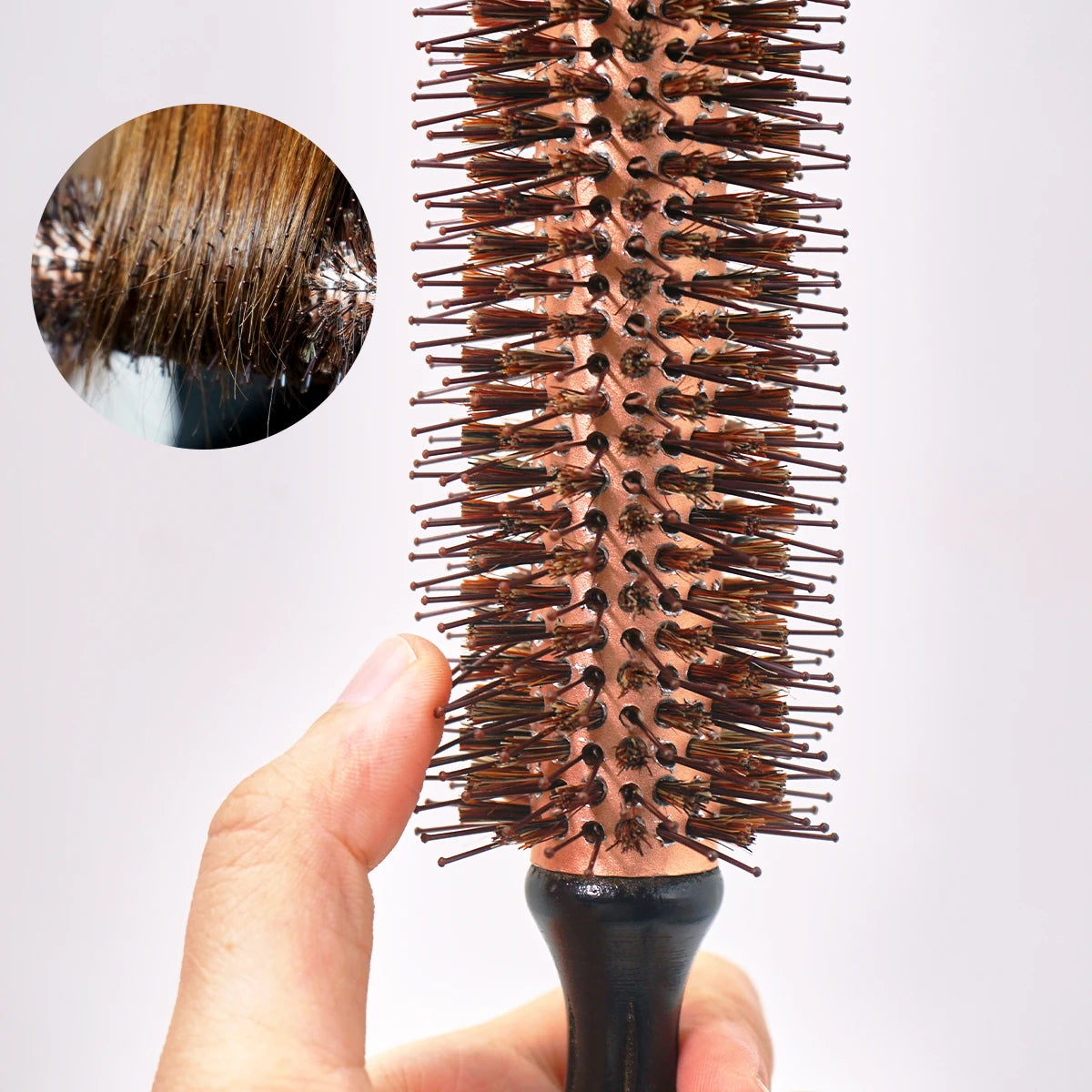 Rundbürste mit Holzgriff – Professionelle Antistatische Haarbürste | Locken- & Toupierbürste für Friseure Kaufschwan®