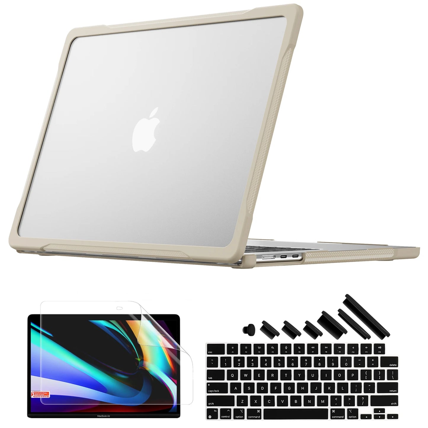 Laptop Hülle für MacBook Air 13.6/15 (M1 M2 M3 M4 2025) & Pro 14/16 – Stoßfeste Anti-Fall Schutzhülle Kaufschwan® Beige Air 13.6 M2 M3 M4 M5