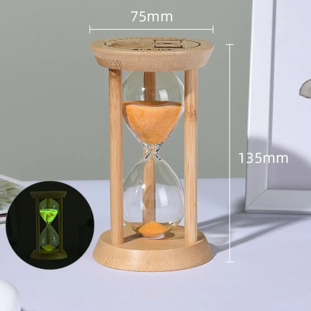 Bambus Leuchtende Sanduhr – Kreativer Fluoreszierender Glas Timer mit Naturrahmen Kaufschwan®