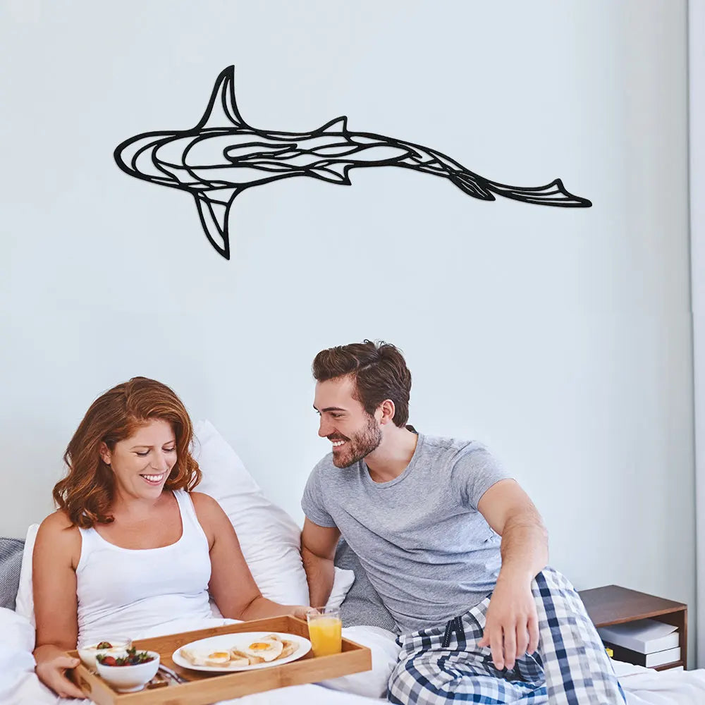 Metall Hai Wanddekoration – Minimalistische Hai Linienkunst Kaufschwan®