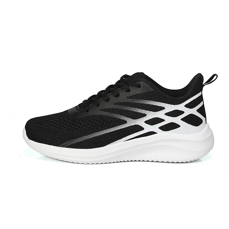 Damen Laufschuhe – Flying Woven Sneaker | Leichte, Atmungsaktive & Bequeme Sportschuhe für Alltag & Freizeit Kaufschwan® Schwarz 35
