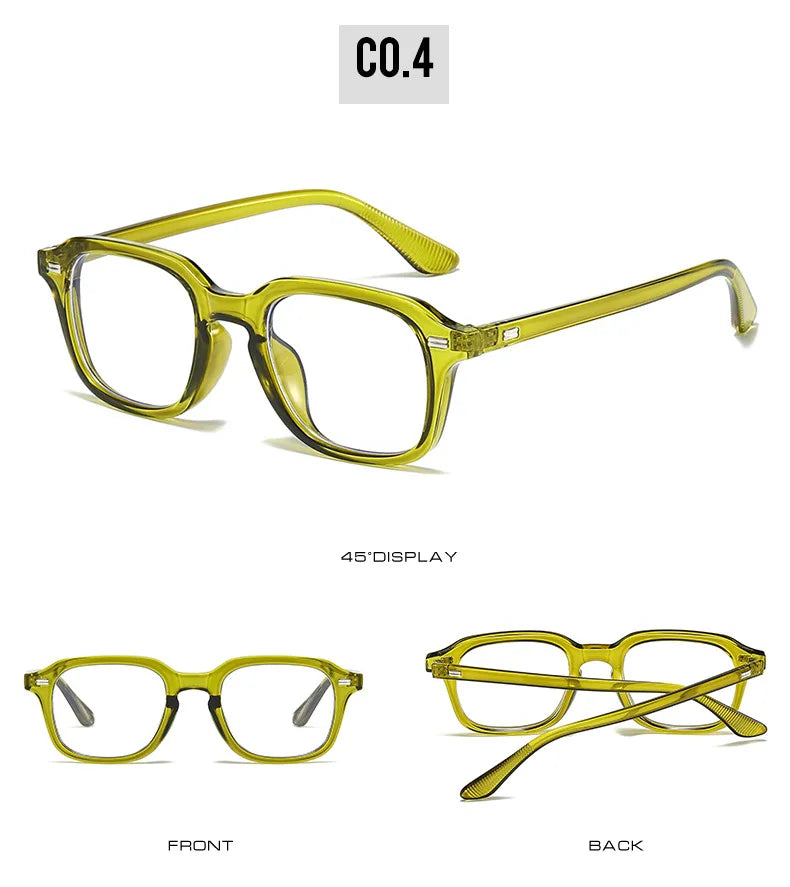 Quadratische Anti-Blau-Licht Brille – Unisex Transparentes Gestell für Damen & Herren | Modische Computerbrille mit Nieten-Design Kaufschwan®