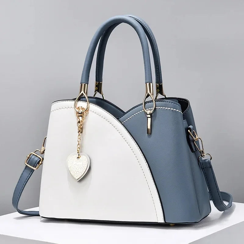 Trendige Damenhandtasche im Farbblock Design – Saison Bestseller Schulter- & Crossbody Tasche | Große Modische Pendler Tasche Kaufschwan® Blau