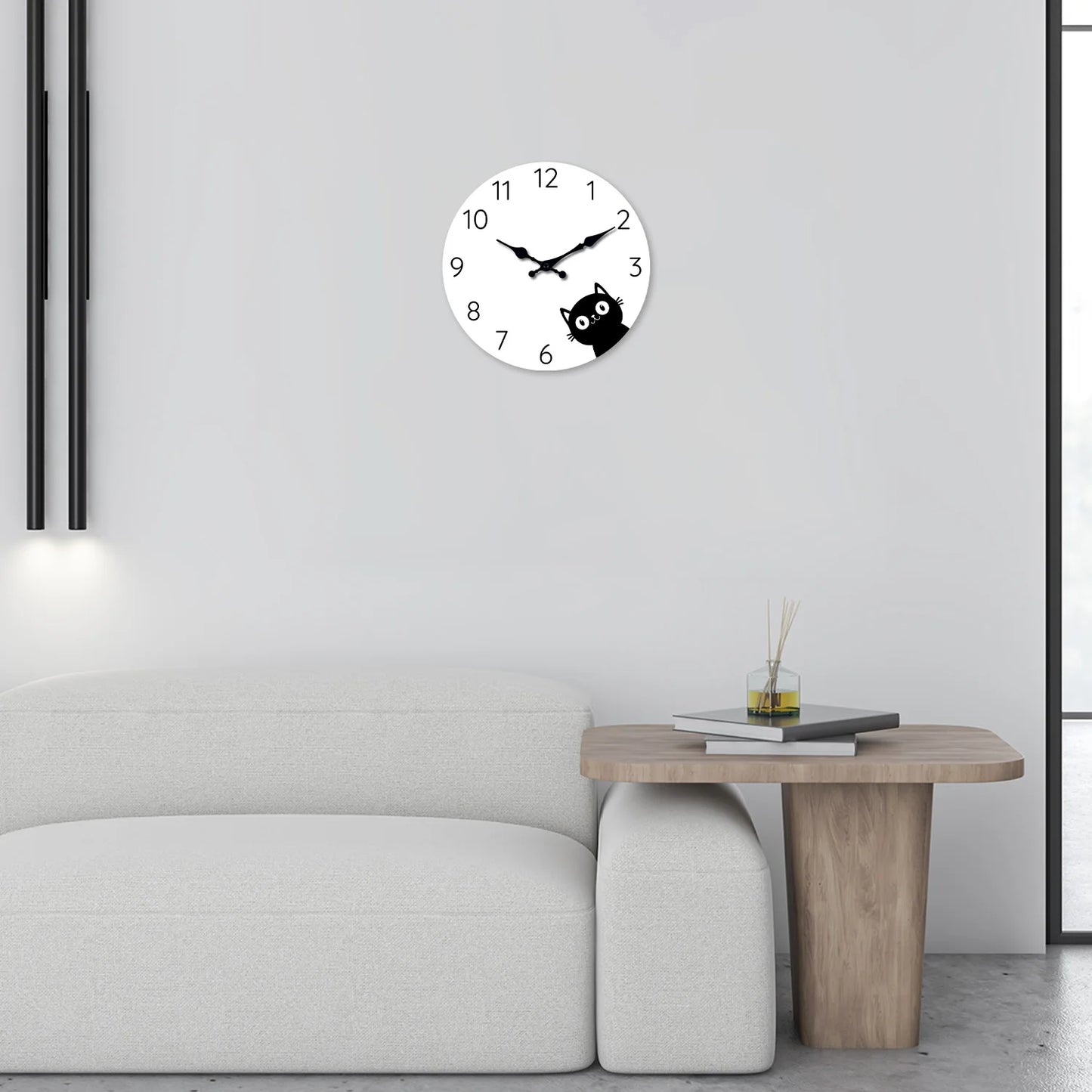 Schwarze Katzen Holz Wanduhr – Leise Quarz Minimalistische Deko Uhr Kaufschwan®