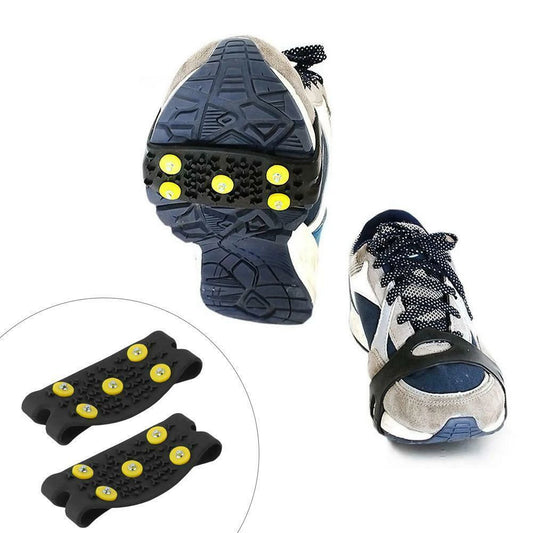 5-Zacken Anti-Rutsch Steigeisen – Unisex Schnee Krallen Schuhüberzüge für Gehen & Wandern | Winter Grips für Mehr Halt Kaufschwan® Schwarz-Gelb