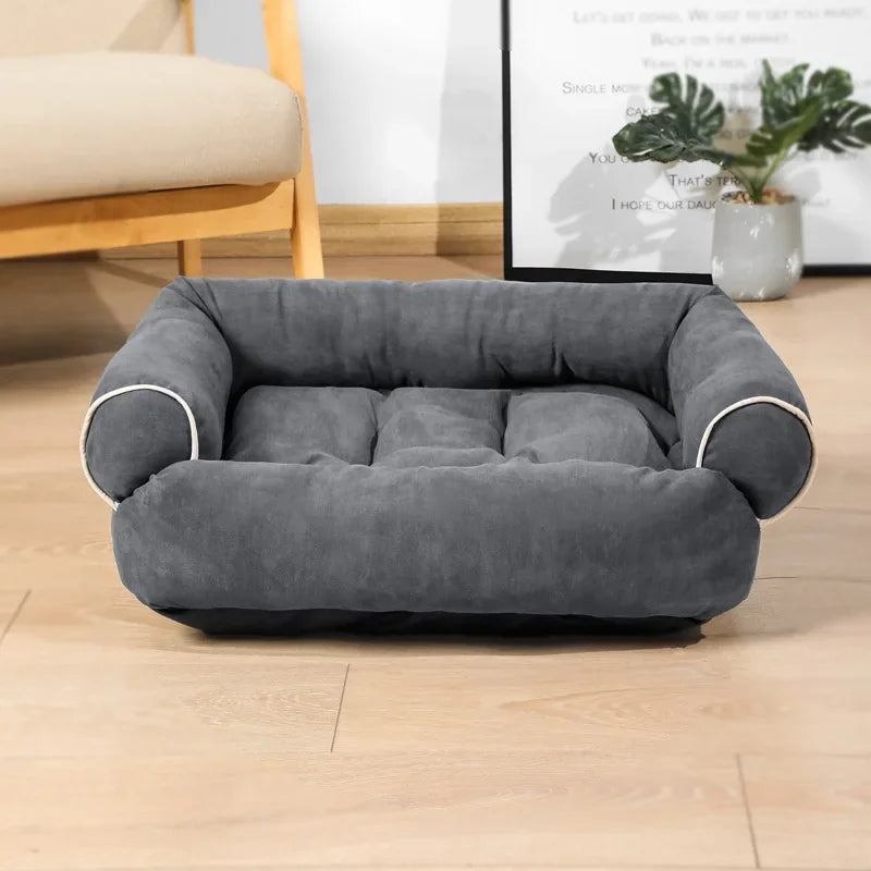Super Weiches Hundebett Sofa – Dickes Warmes Rechteckiges Haustierbett Kaufschwan® Grau S