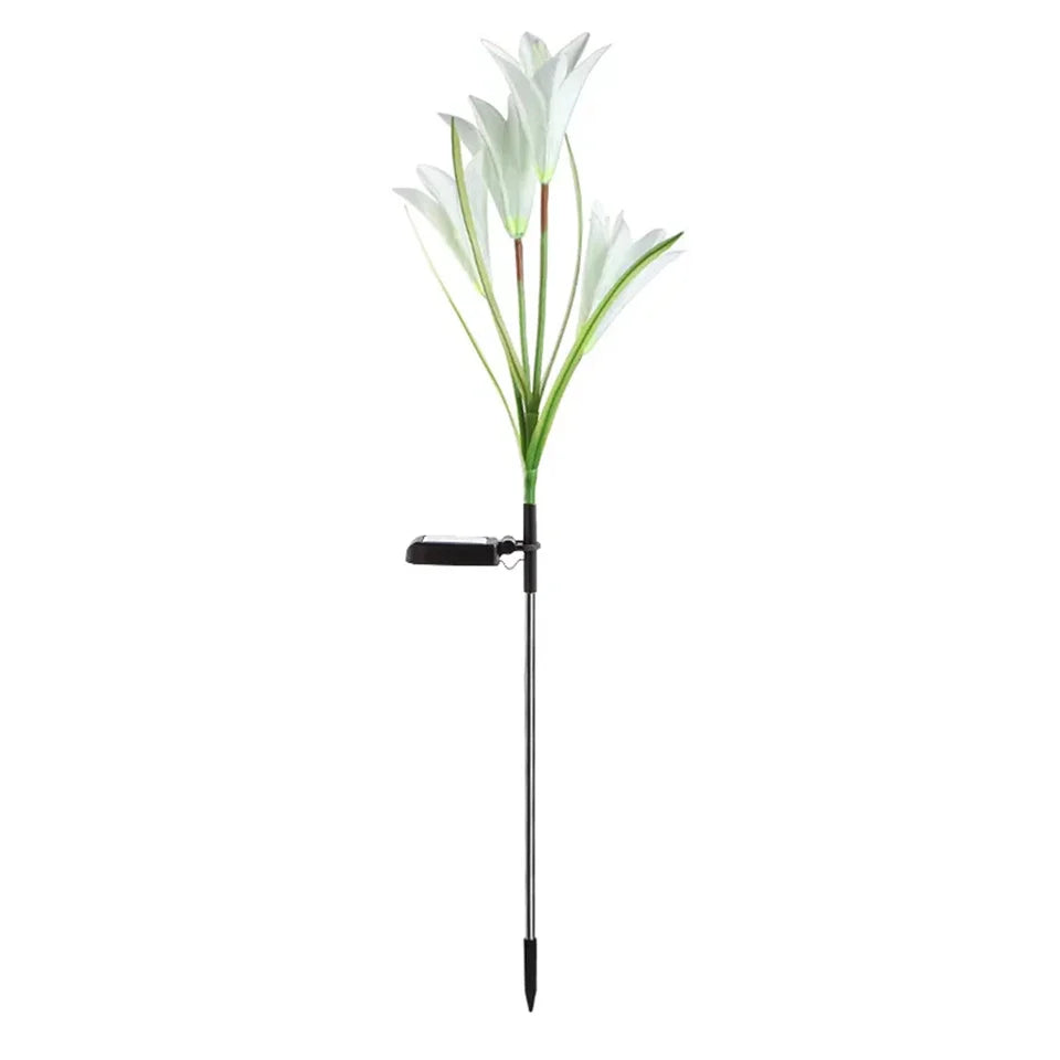 Solar Lilienblumenlampe – 7 Farbwechsel Wasserdichte Solar-Wege- & Landschaftslichter für Garten, Hof & Innenhof Kaufschwan® Weiß