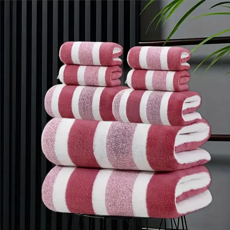 8-teiliges Gestreiftes Badetuch Set – Ultraweich, Hochsaugfähig & Fusselfrei | Fünf-Sterne Hotelqualität Handtücher Kaufschwan®