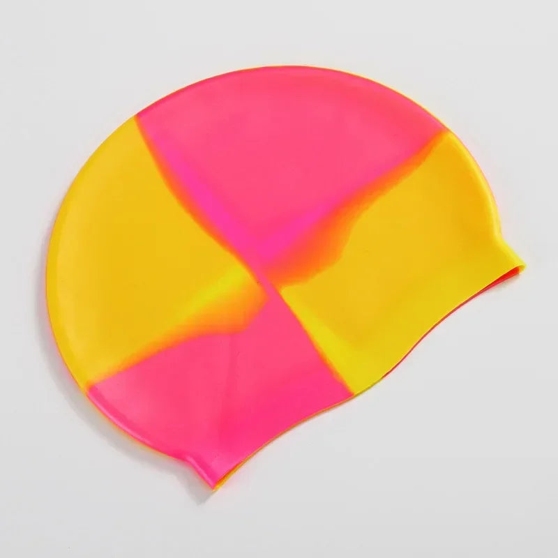 Silikon Schwimmkappe – Wasserdicht & Elastisch | Badehaube für Lange Haare | Unisex Schutzkappe für Schwimmbad & Training Kaufschwan® Gelb und Pink
