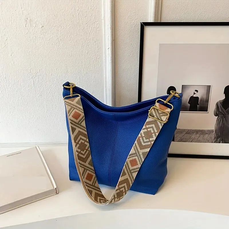 Schlichte Damen Crossbody Tasche mit Großem Fassungsvermögen – Lässige Multifunktionale Pendler Tasche | Schultertasche mit PU Leder Struktur Kaufschwan® Blau