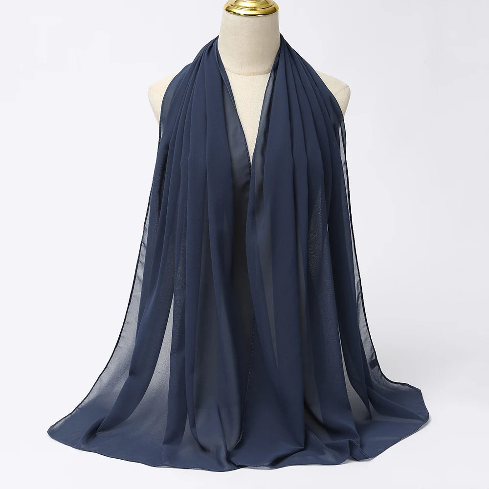 Muslimischer Chiffon Hijab Schal – Damen Langer Einfarbiger Kopf Schal | Eleganter Jersey Schleier & Modisches Umschlagtuch