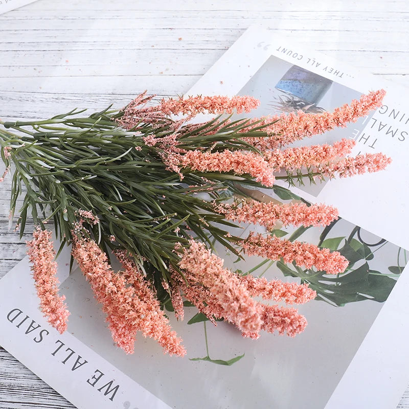 Schöne Künstliche Lavendelblumen mit Schaum-Weizen & Kolbenblumen – Kunstblumenstrauß für Hochzeit, Zuhause & Weihnachtsdekoration | DIY Florale Handwerkskunst Kaufschwan® Rosa 1 Stück