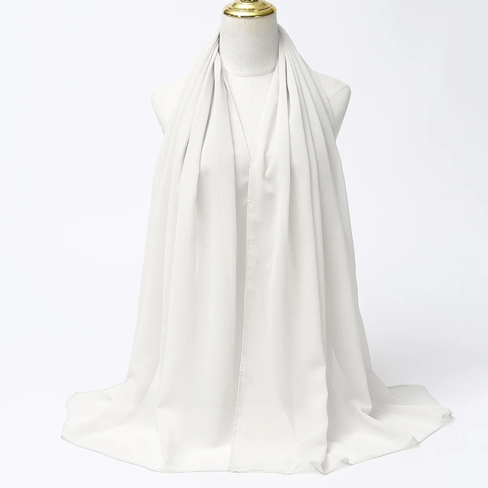 Muslimischer Chiffon Hijab Schal – Damen Langer Einfarbiger Kopf Schal | Eleganter Jersey Schleier & Modisches Umschlagtuch