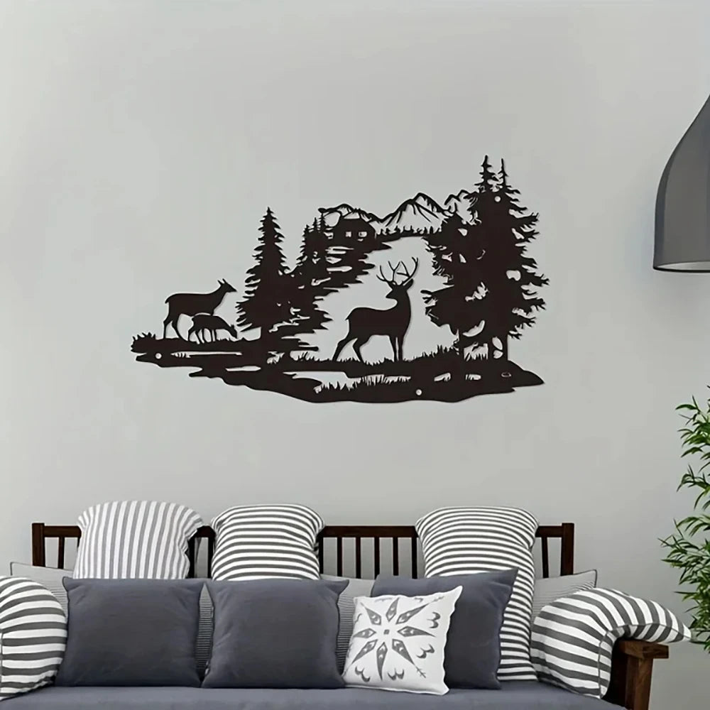 Metall Hirsch Wald Wandbild – Schmiedeeisen Moderne Minimalistische Dekoration Kaufschwan®