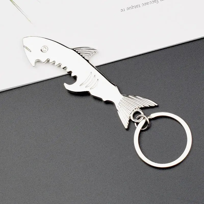Hai Flaschenöffner Schlüsselanhänger – Silber Zinklegierung Bar Werkzeug Geschenk Kaufschwan®