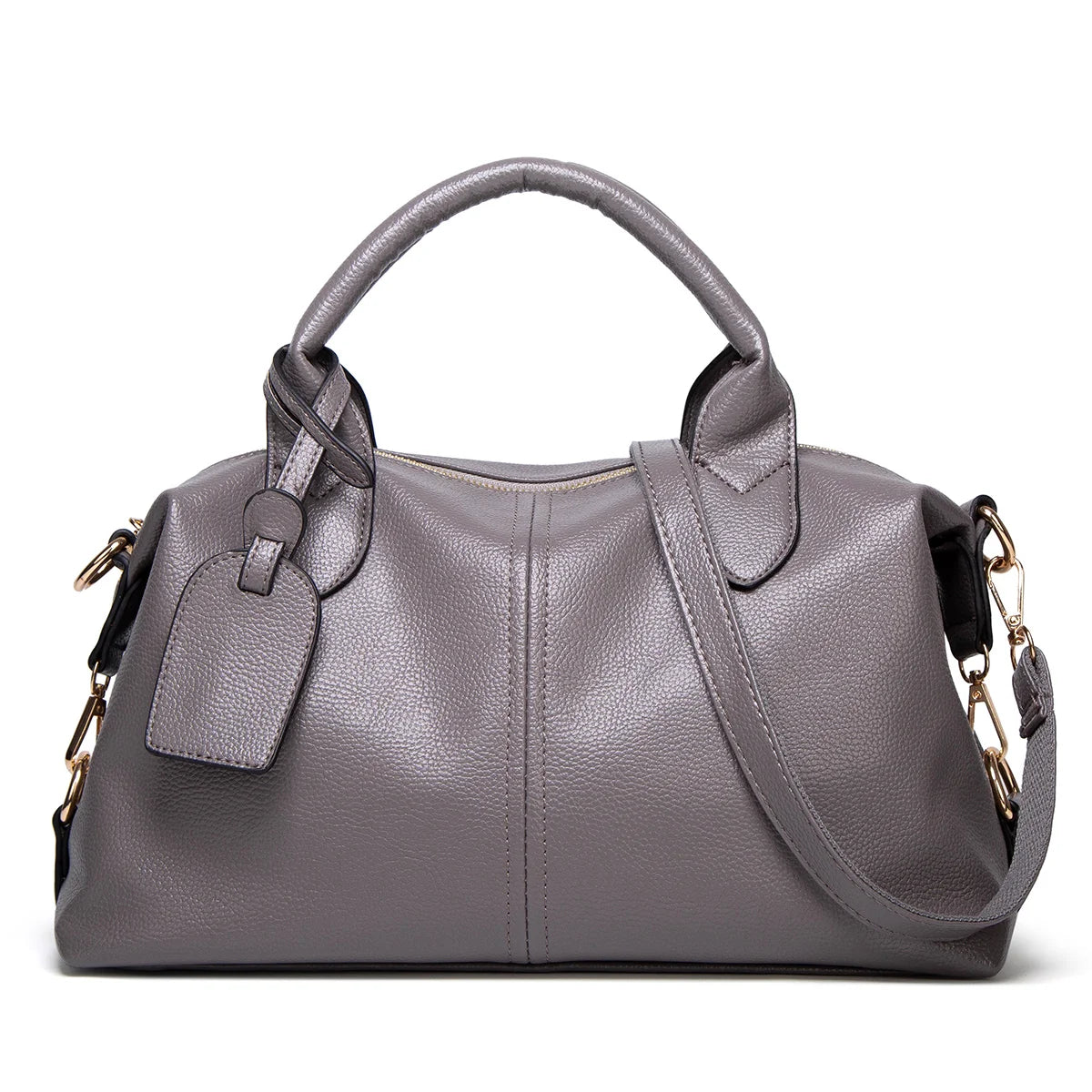 Elegante Damenhandtasche aus Oil-Wax Kunstleder mit Großem Fassungsvermögen – Boston Schulter- & Crossbody Tasche mit Reißverschluss Kaufschwan® Grau