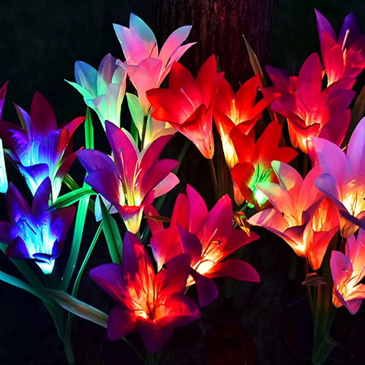 Solar Außen LED Blumenlichter – Lilienblumen Lampe mit 7 Farbwechsel-LEDs, Wasserdichte Garten- und Hofdekoration Kaufschwan®